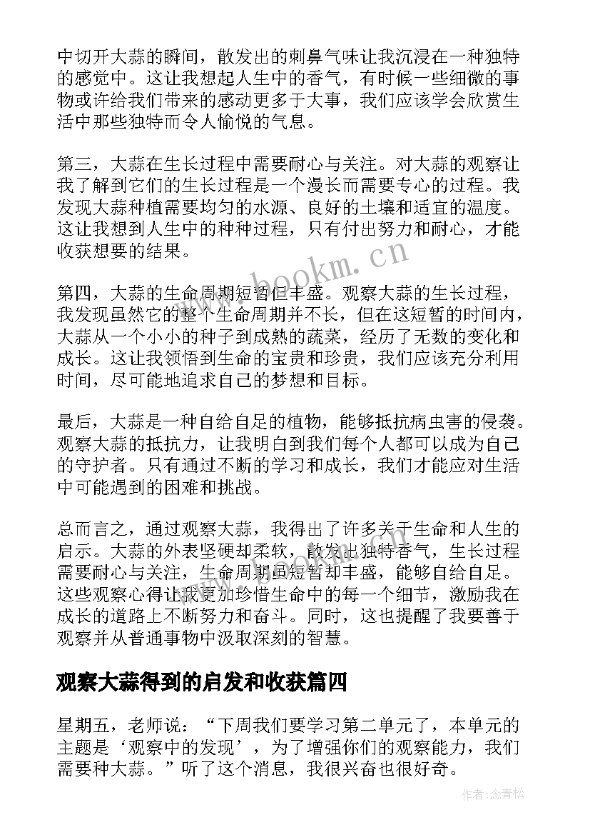 最新观察大蒜得到的启发和收获 种大蒜观察心得体会(优质5篇)