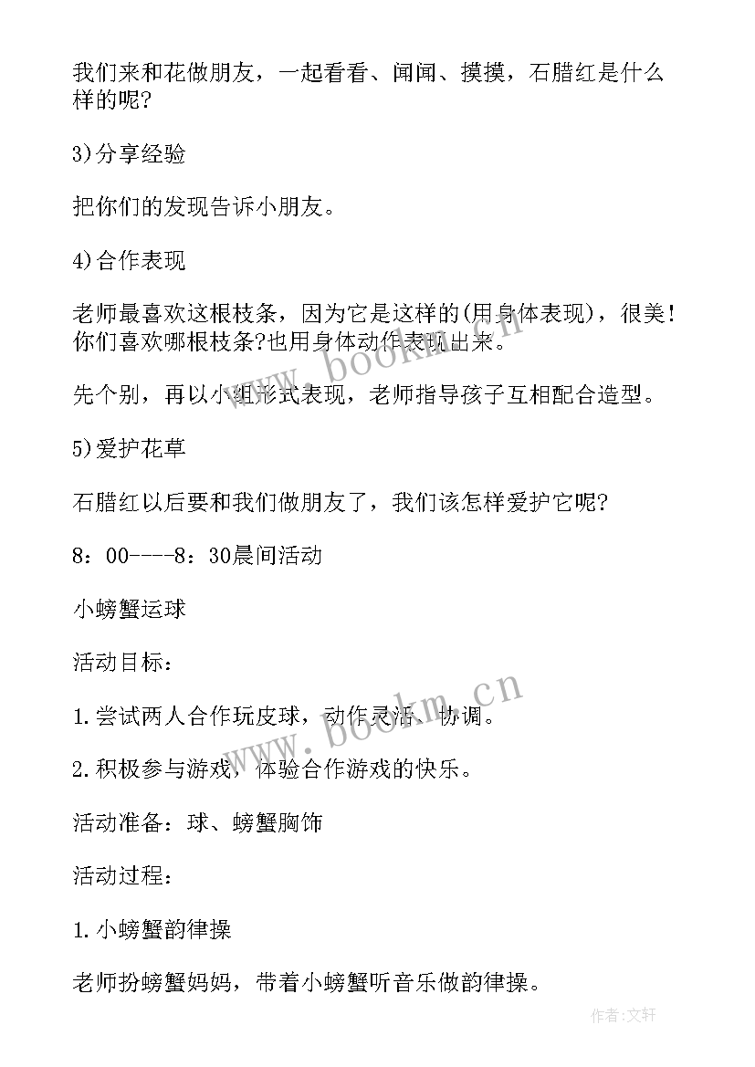 最新幼儿园月活动计划 幼儿园小班一日之内的活动计划表(通用5篇)