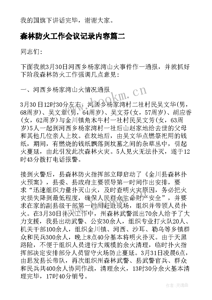 最新森林防火工作会议记录内容(大全6篇)