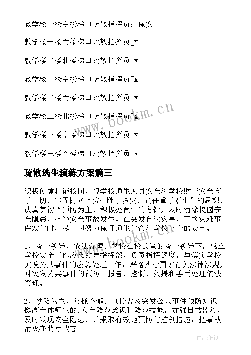 2023年疏散逃生演练方案 应急逃生疏散演练方案(实用5篇)