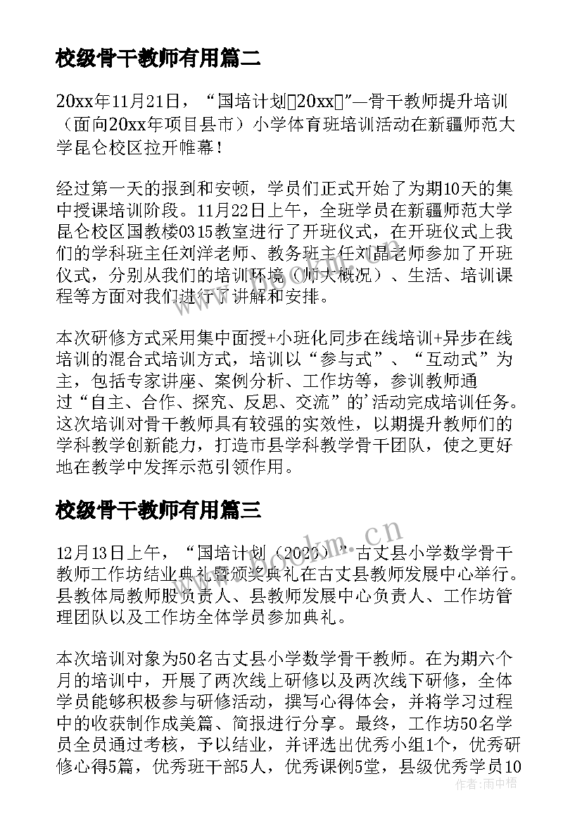 校级骨干教师有用 校级骨干教师工作总结(汇总5篇)