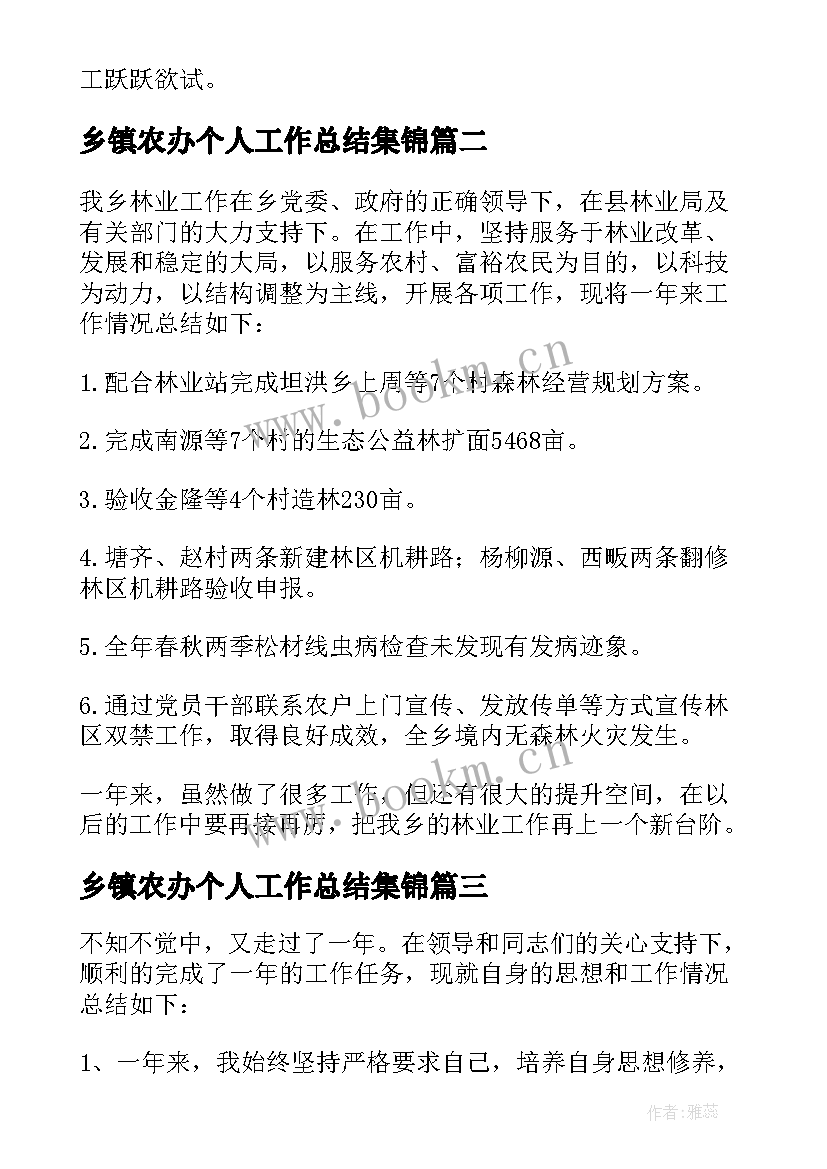 乡镇农办个人工作总结集锦(通用5篇)