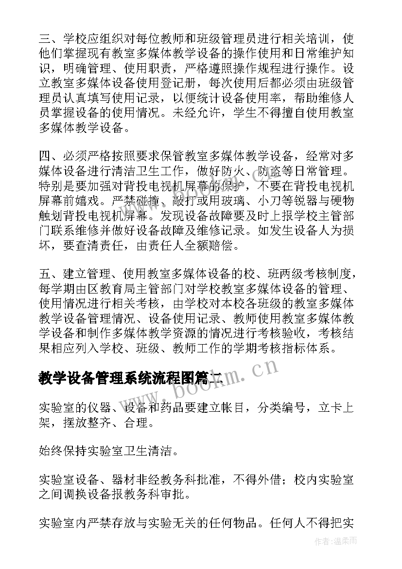 最新教学设备管理系统流程图 教学设施设备管理制度规定(大全5篇)