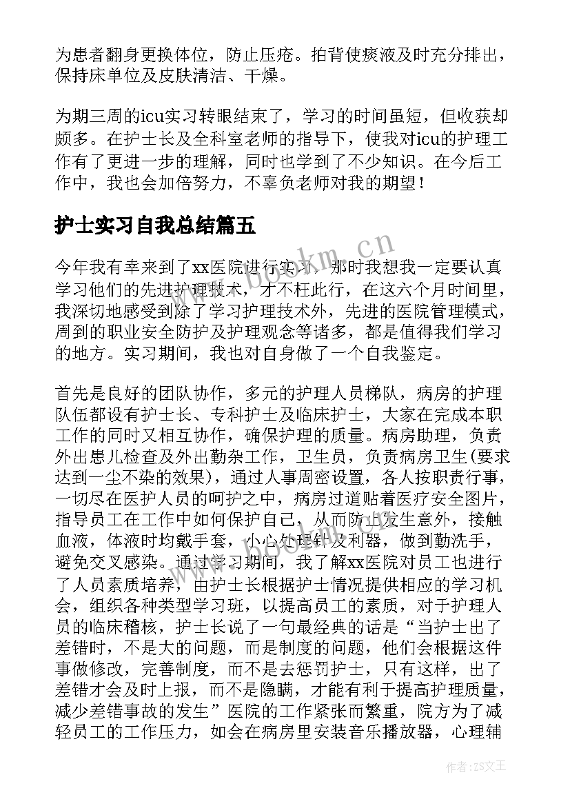 护士实习自我总结(实用5篇)