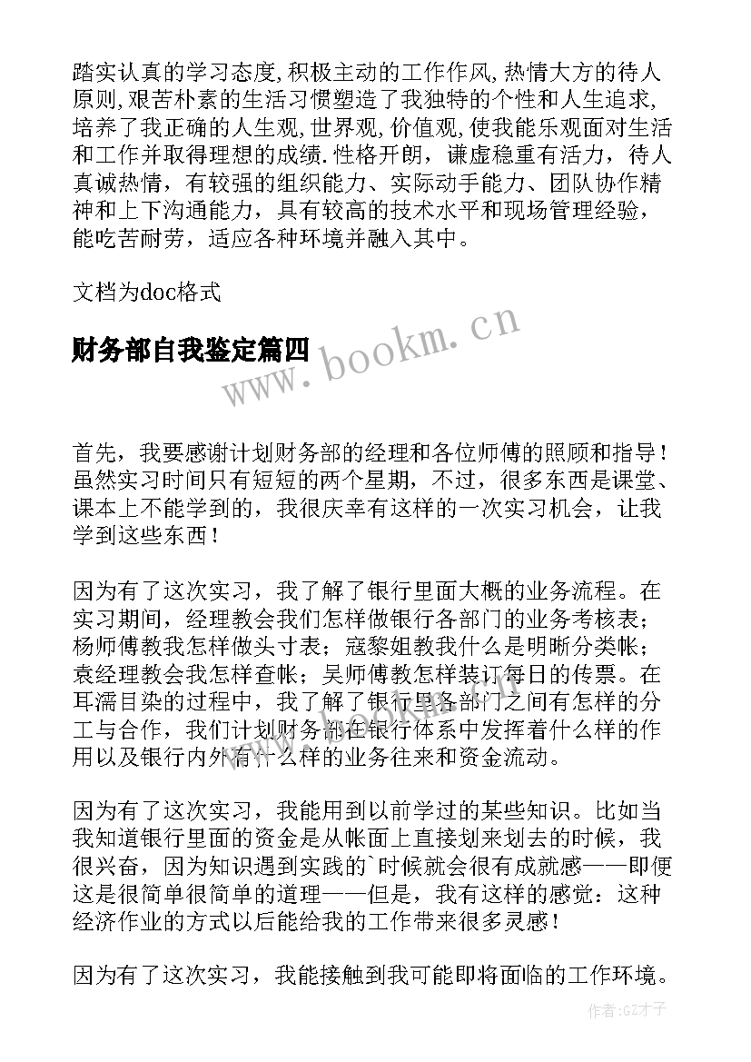 2023年财务部自我鉴定(汇总5篇)