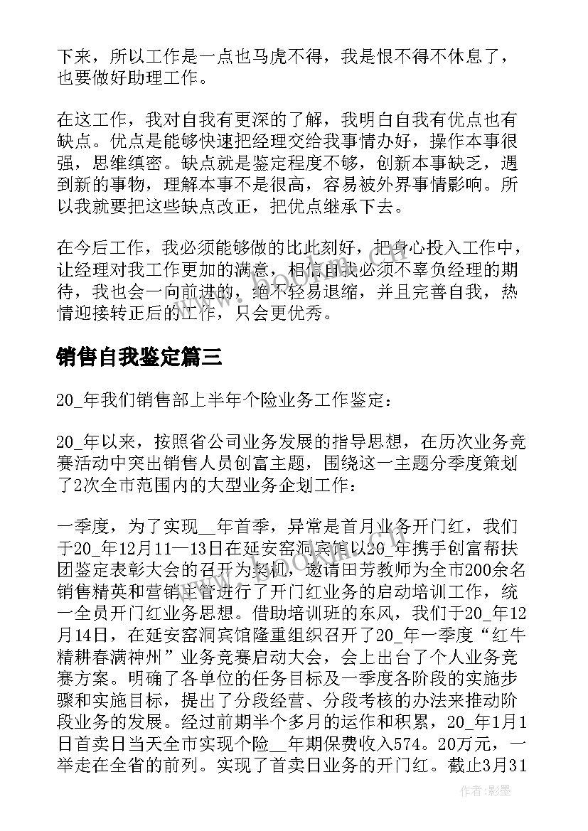 2023年销售自我鉴定 销售员自我鉴定(优质10篇)