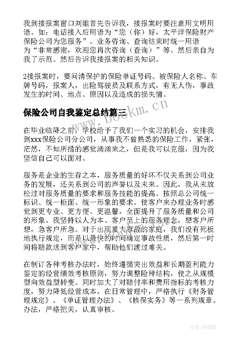 2023年保险公司自我鉴定总结 保险公司工作自我鉴定(模板8篇)