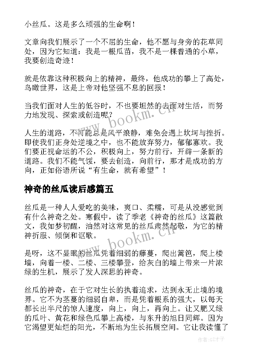 2023年神奇的丝瓜读后感(精选5篇)