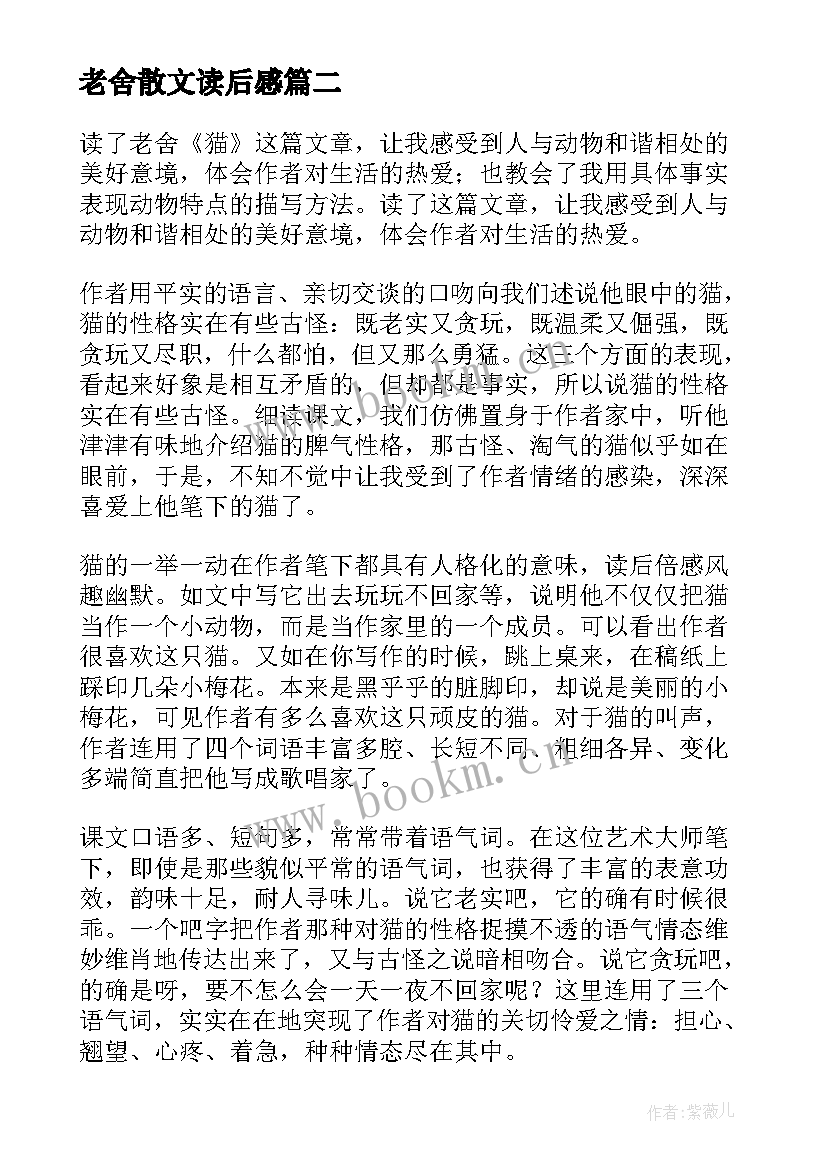 老舍散文读后感 老舍散文集读后感(汇总5篇)