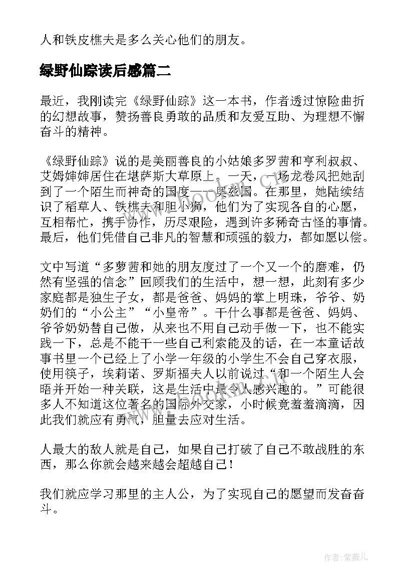 2023年绿野仙踪读后感(优秀5篇)