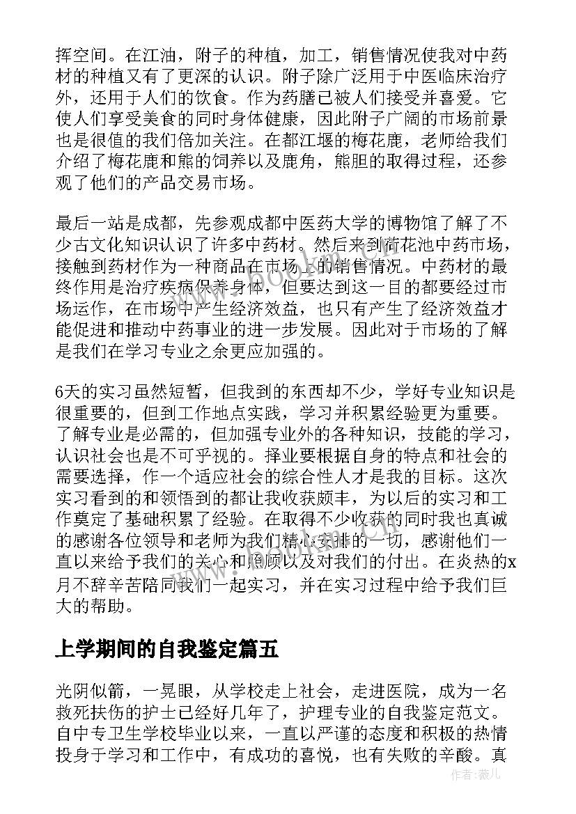 上学期间的自我鉴定(大全5篇)