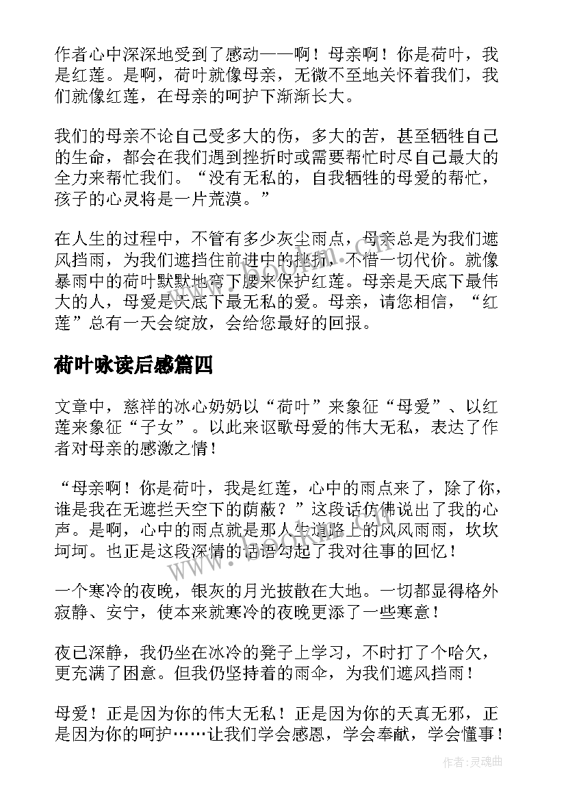 2023年荷叶咏读后感 荷叶母亲读后感(精选6篇)