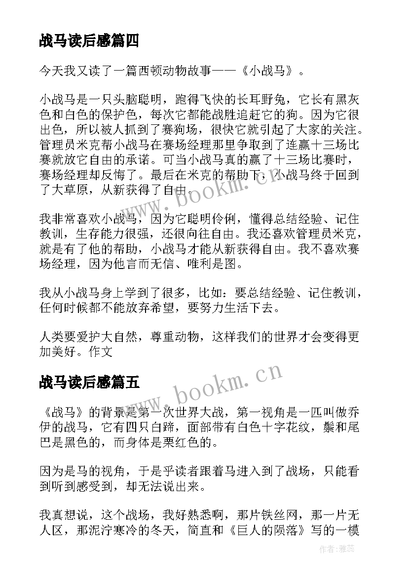 最新战马读后感(通用5篇)