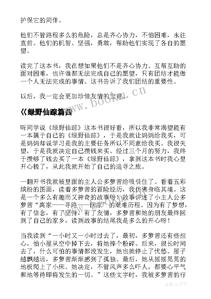 2023年巜绿野仙踪 绿野仙踪读后感(优质5篇)