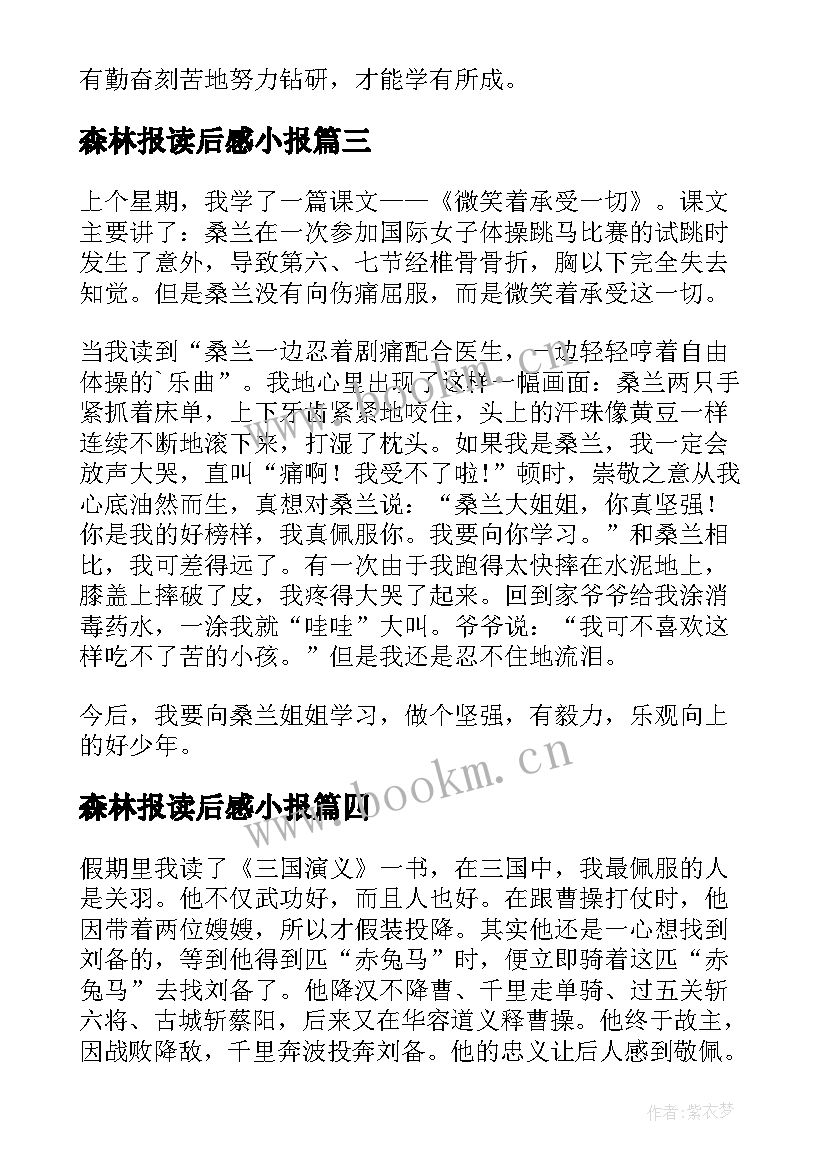 森林报读后感小报 小学三年级读后感(通用10篇)