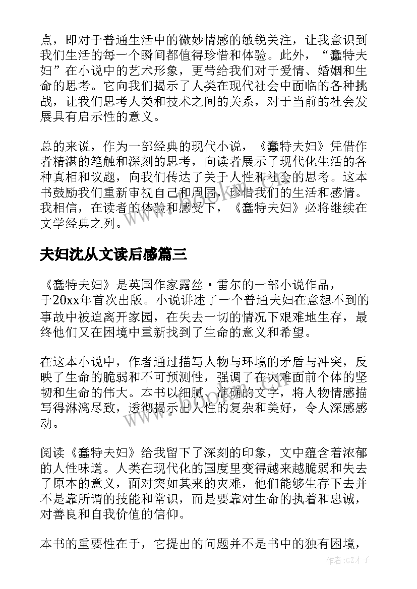 夫妇沈从文读后感 蠢特夫妇读后感(精选5篇)