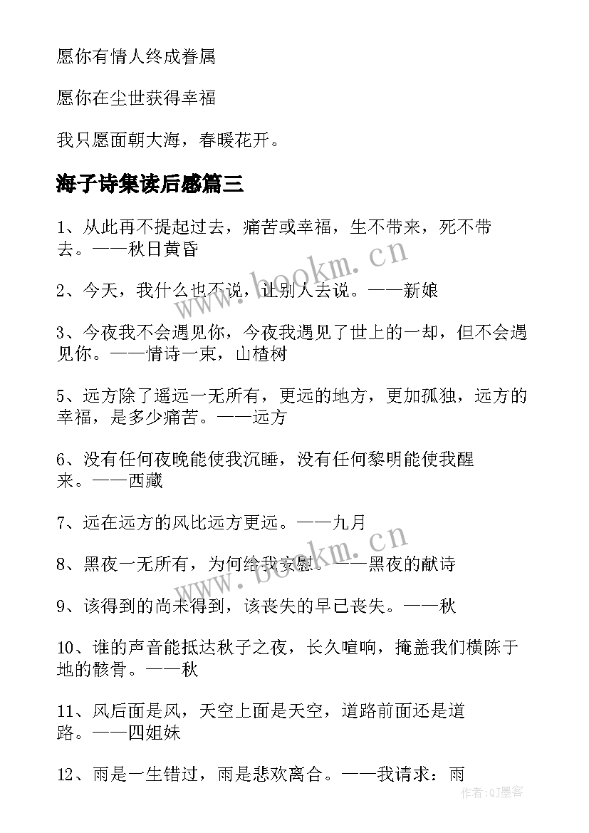 2023年海子诗集读后感(通用5篇)