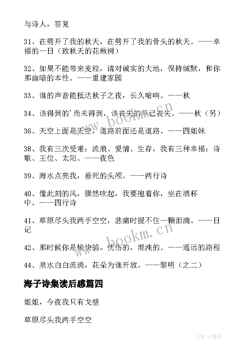 2023年海子诗集读后感(通用5篇)