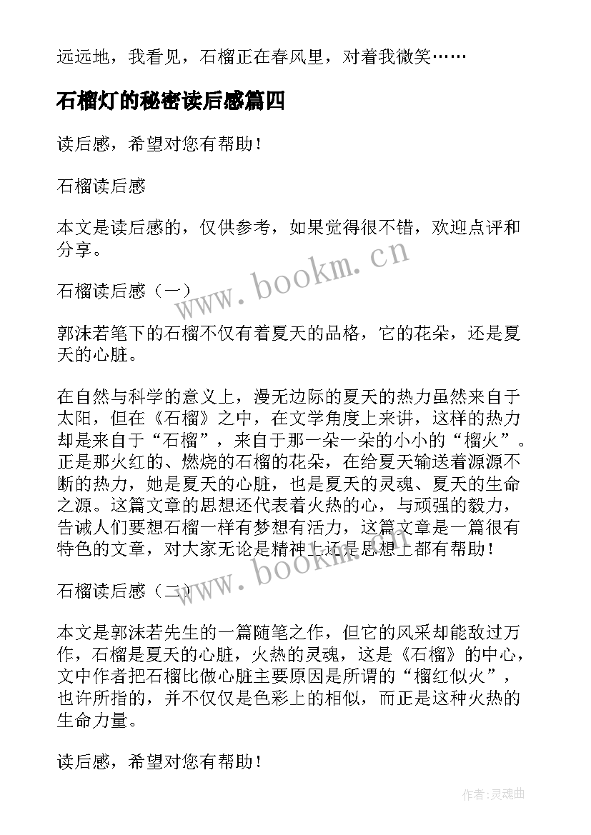 最新石榴灯的秘密读后感(实用5篇)