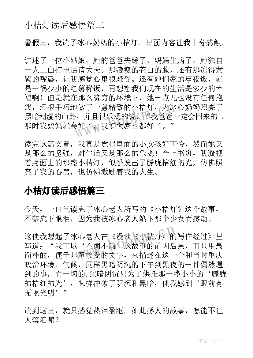 最新小桔灯读后感悟 小桔灯读后感(模板6篇)