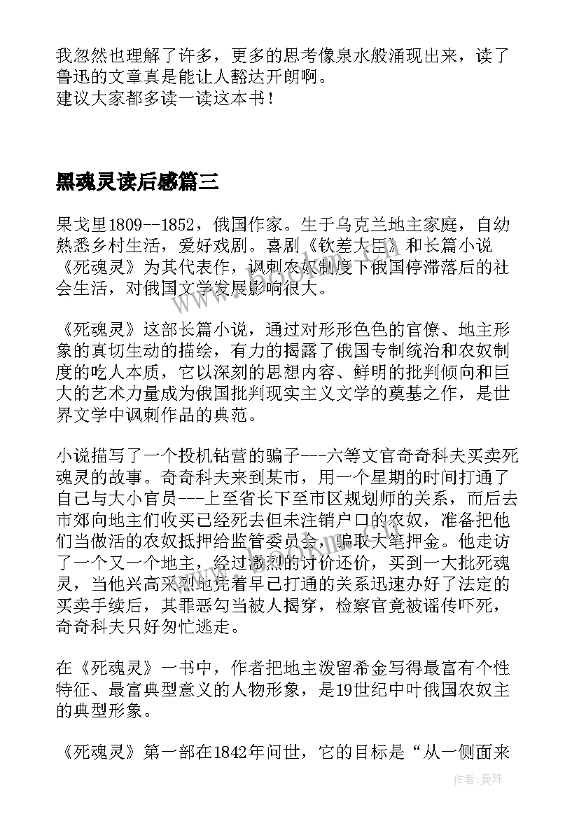 最新黑魂灵读后感 辩论的魂灵读后感(通用5篇)