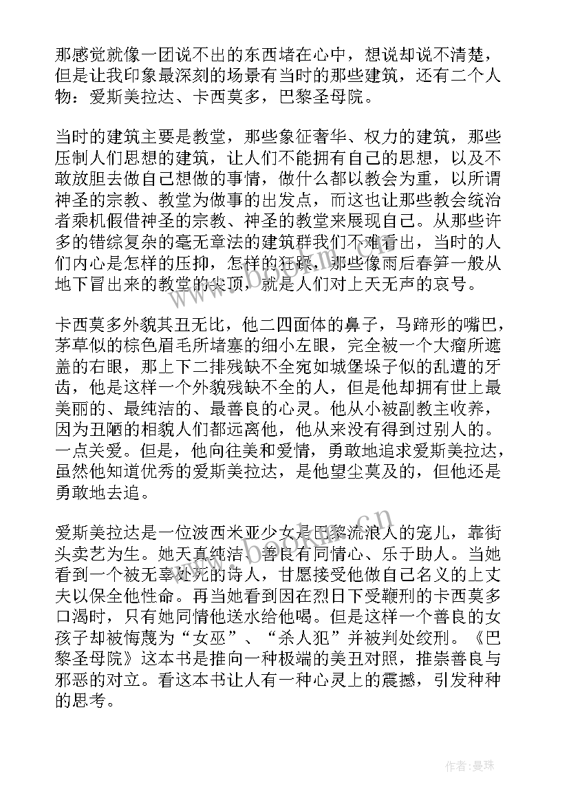 巴黎圣母院读后感 巴黎圣母院的读后感(模板6篇)