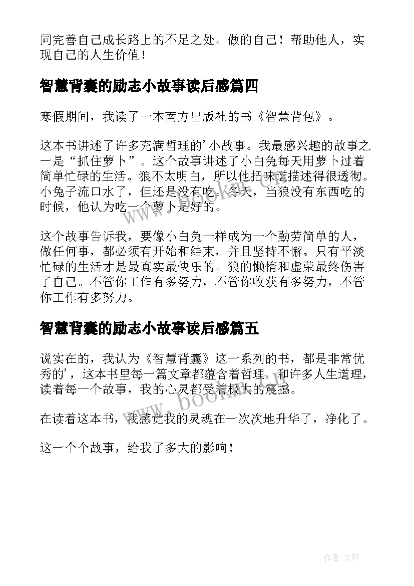 2023年智慧背囊的励志小故事读后感(模板5篇)