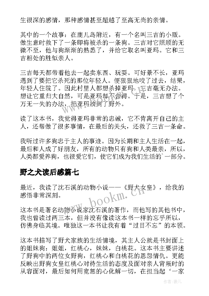 2023年野之犬读后感(实用9篇)