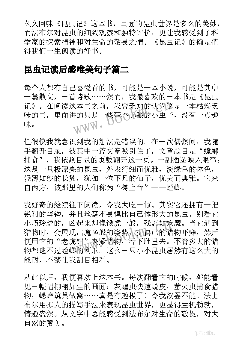 2023年昆虫记读后感唯美句子(汇总5篇)