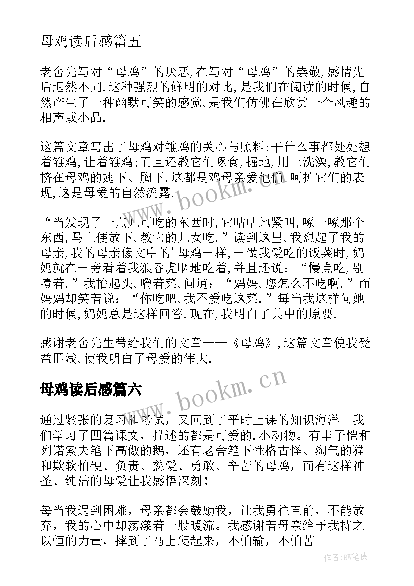 母鸡读后感(精选7篇)