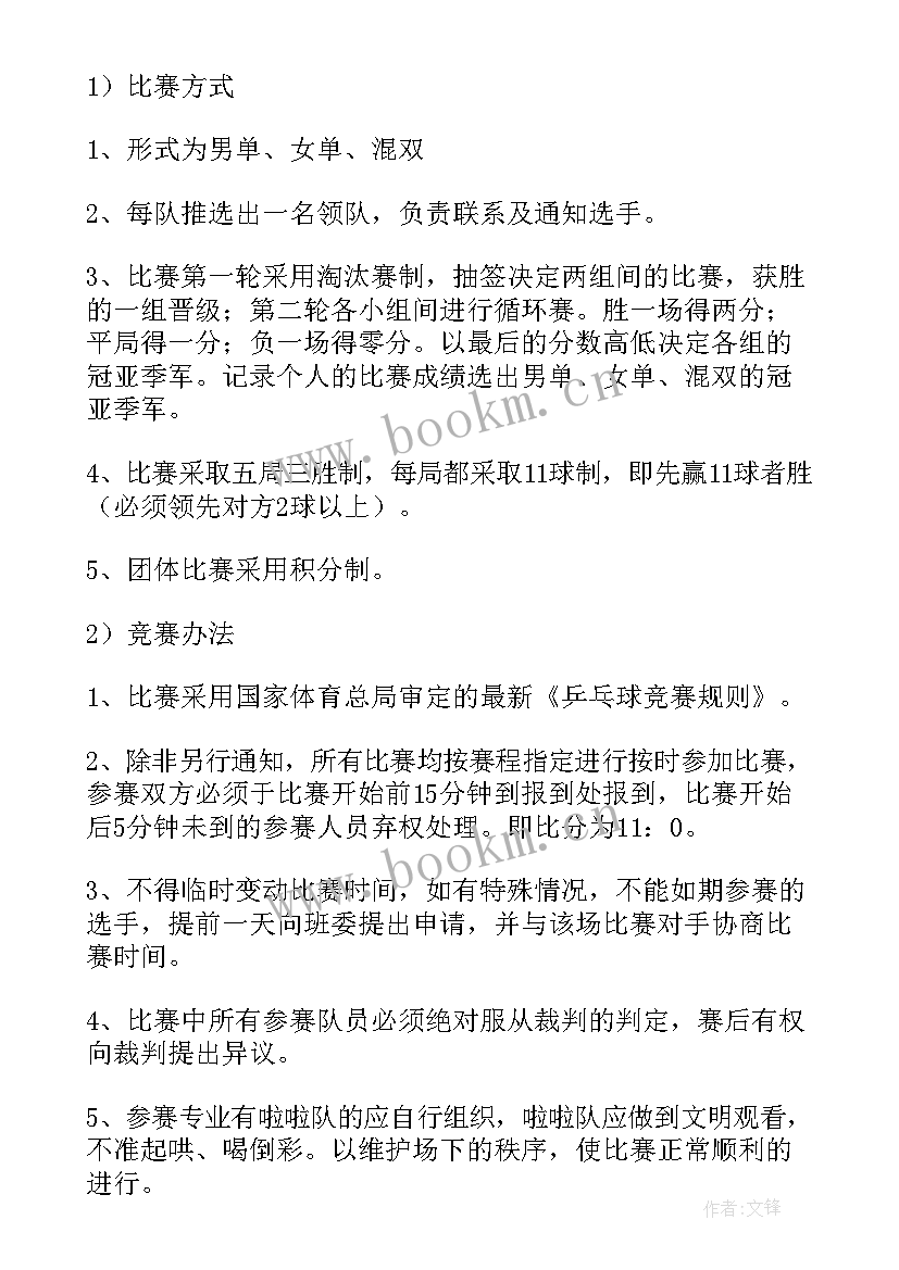 乒乓球活动策划方案 乒乓球比赛活动策划方案(汇总5篇)