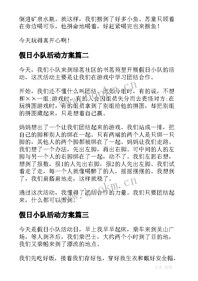 假日小队活动方案(汇总5篇)