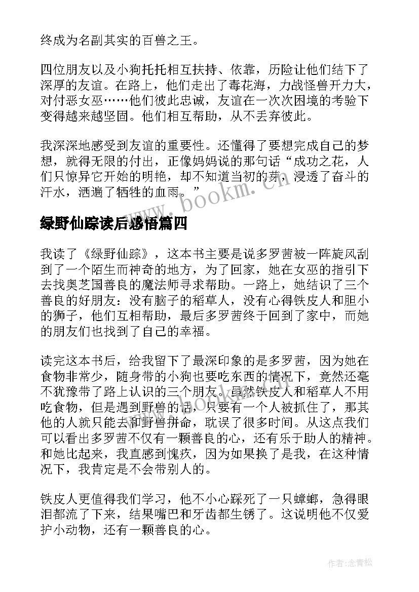 2023年绿野仙踪读后感悟(通用10篇)