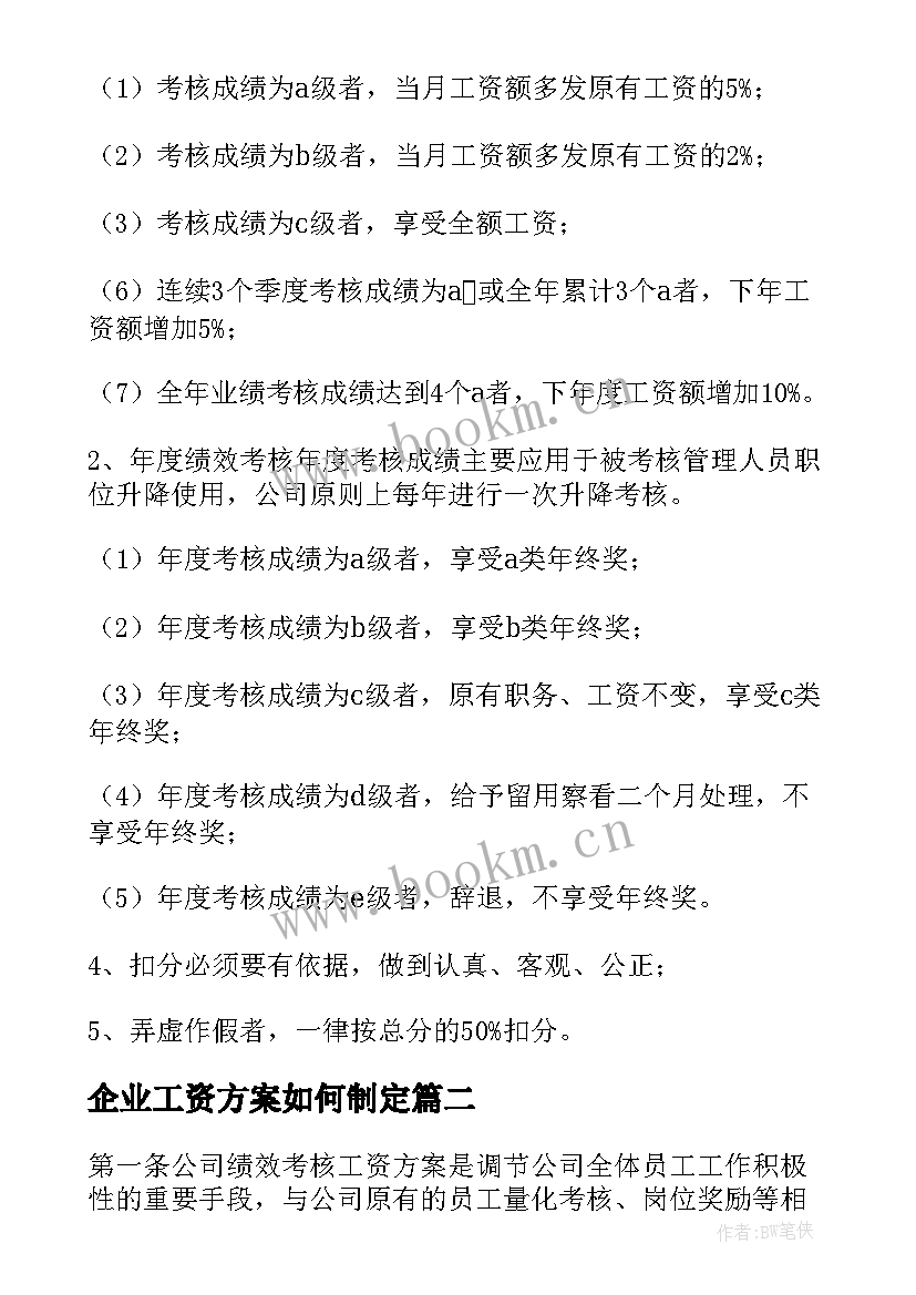 最新企业工资方案如何制定 企业绩效工资方案(优质5篇)