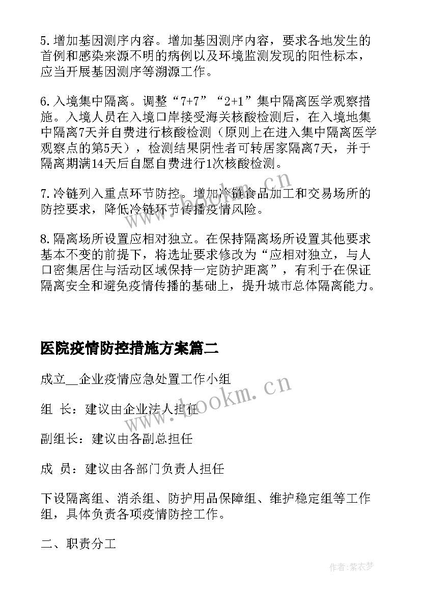 最新医院疫情防控措施方案 疫情防控措施方案(通用7篇)