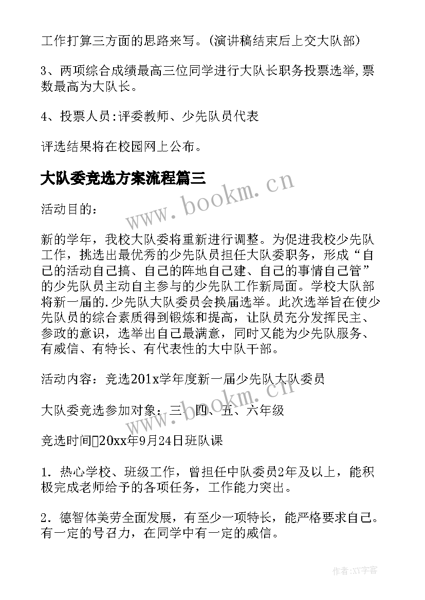 大队委竞选方案流程(模板5篇)