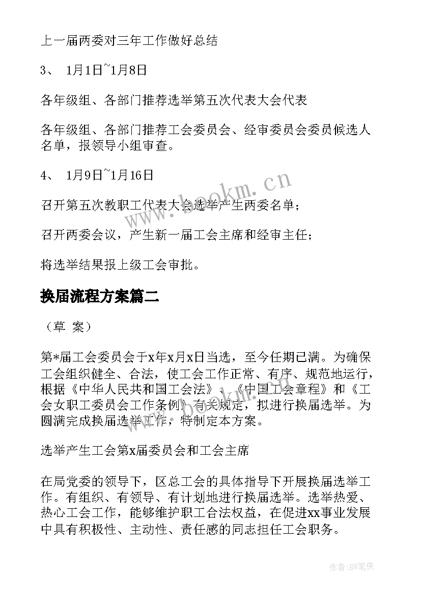 2023年换届流程方案 工会换届选举方案(模板7篇)