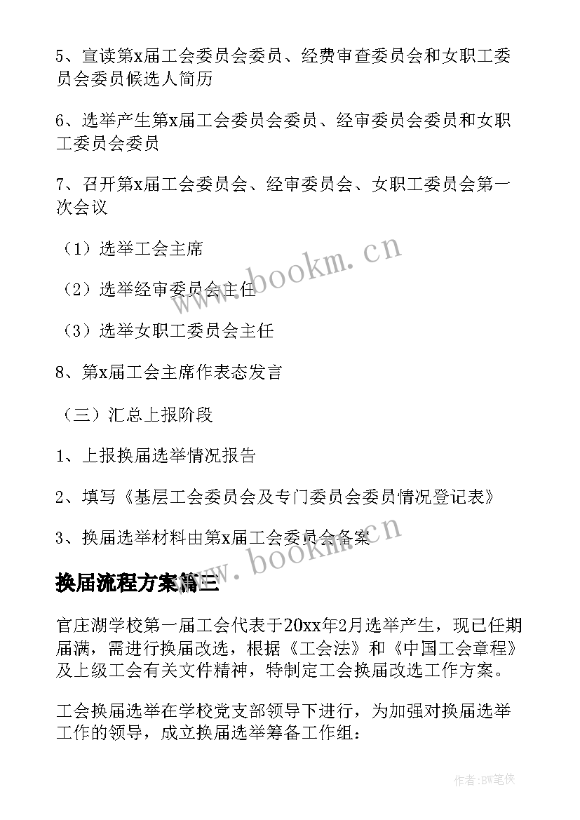 2023年换届流程方案 工会换届选举方案(模板7篇)