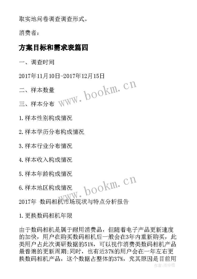 2023年方案目标和需求表(大全5篇)