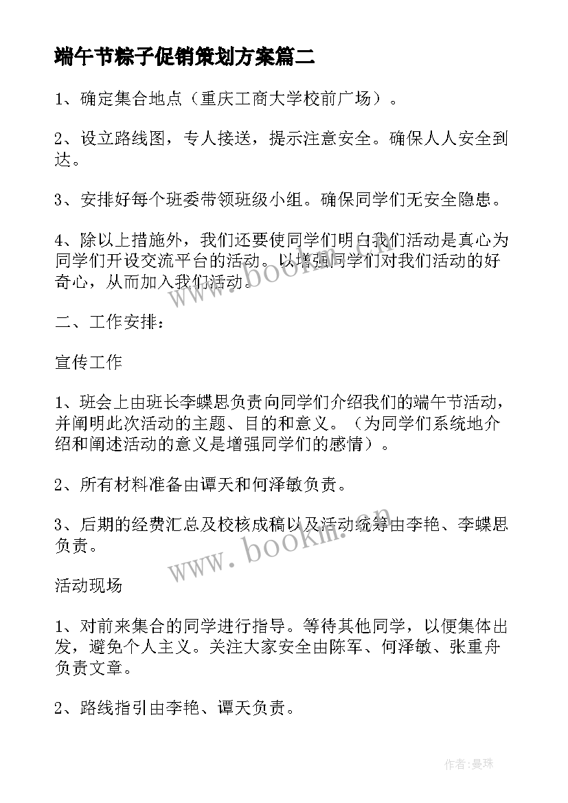 端午节粽子促销策划方案 端午节粽子促销活动策划方案(优质5篇)