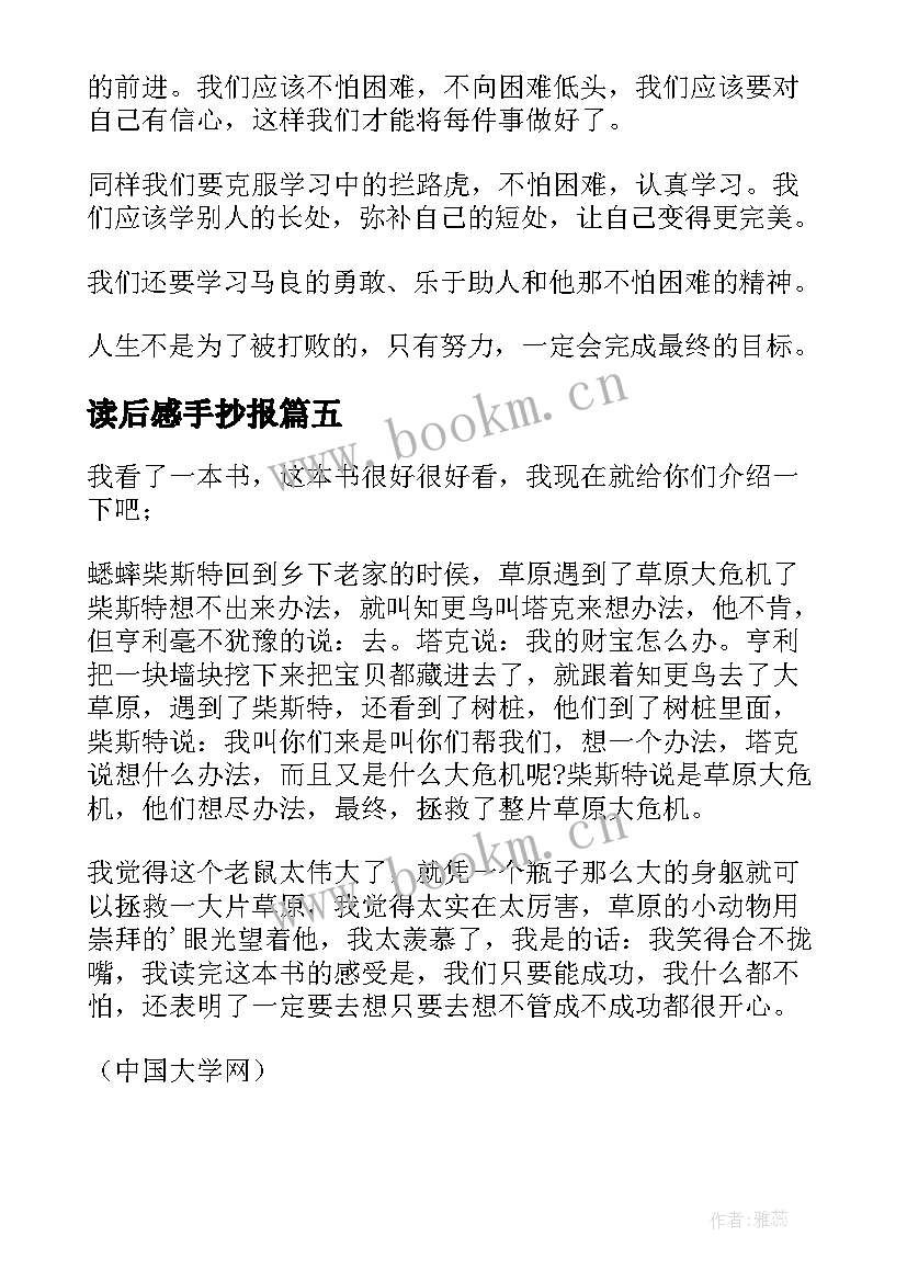 读后感手抄报(模板5篇)