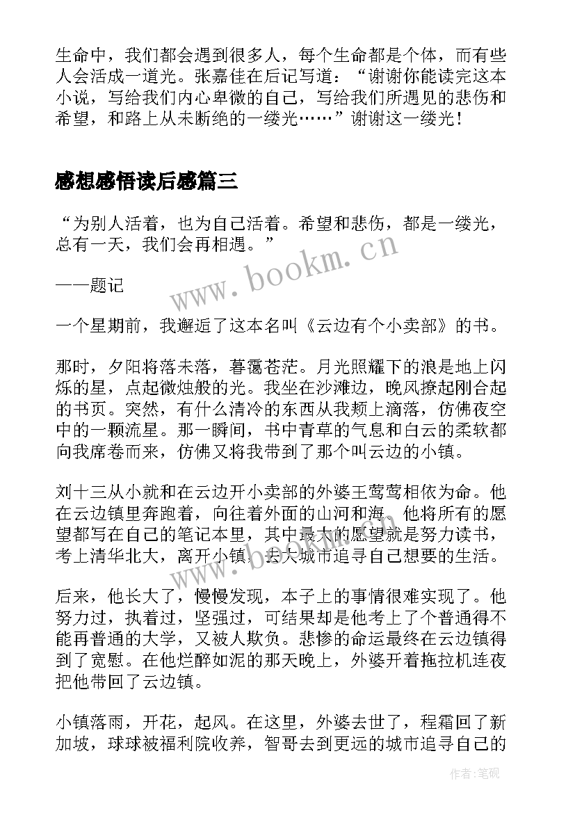 2023年感想感悟读后感 云边有个小卖部读后感想感悟(模板5篇)