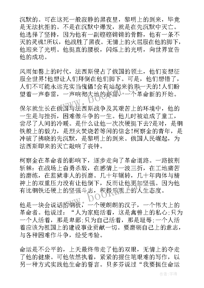 最新钢铁是怎样炼成的第五章读后感 钢铁是怎样炼成读后感(优秀9篇)