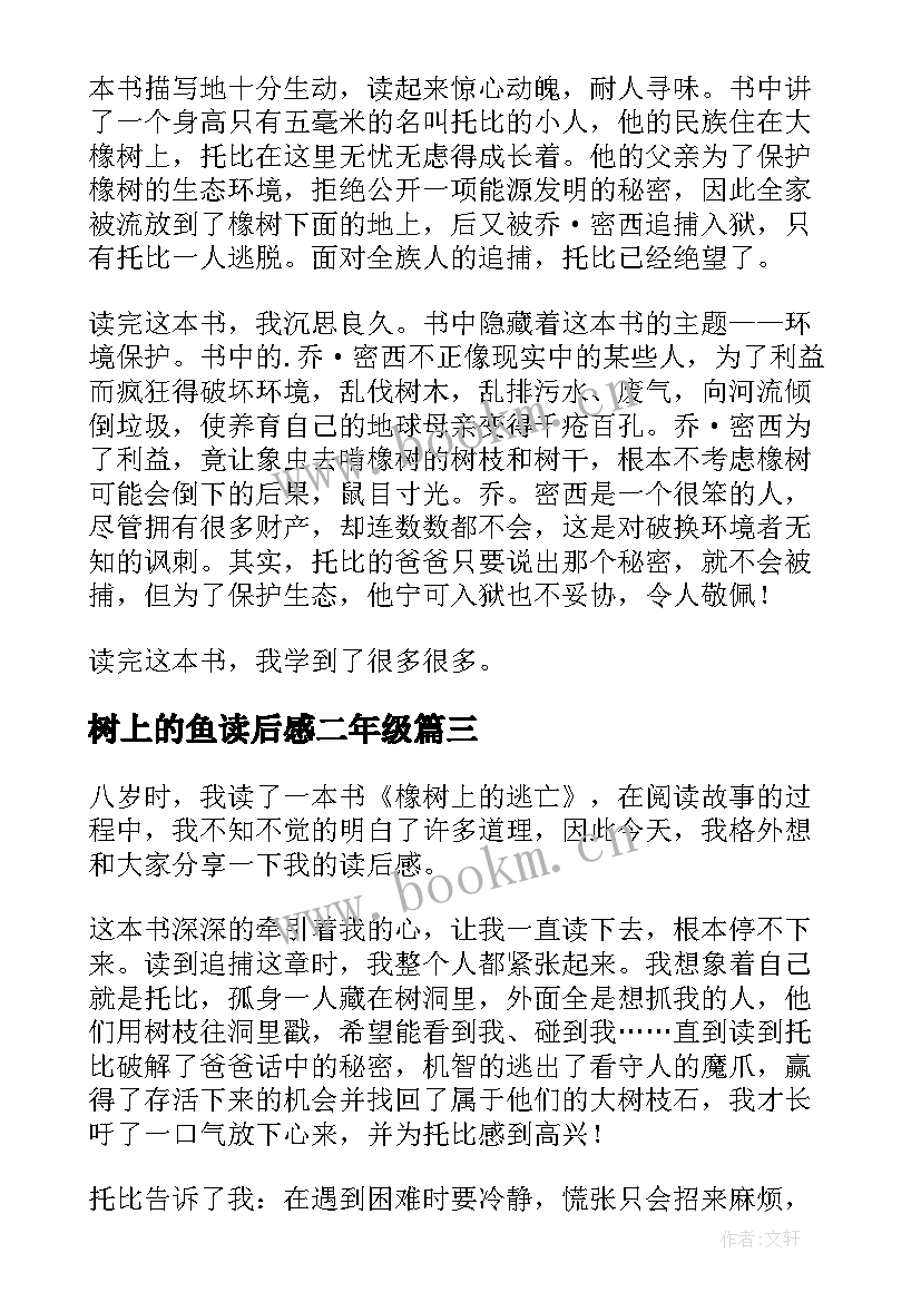 树上的鱼读后感二年级(汇总5篇)