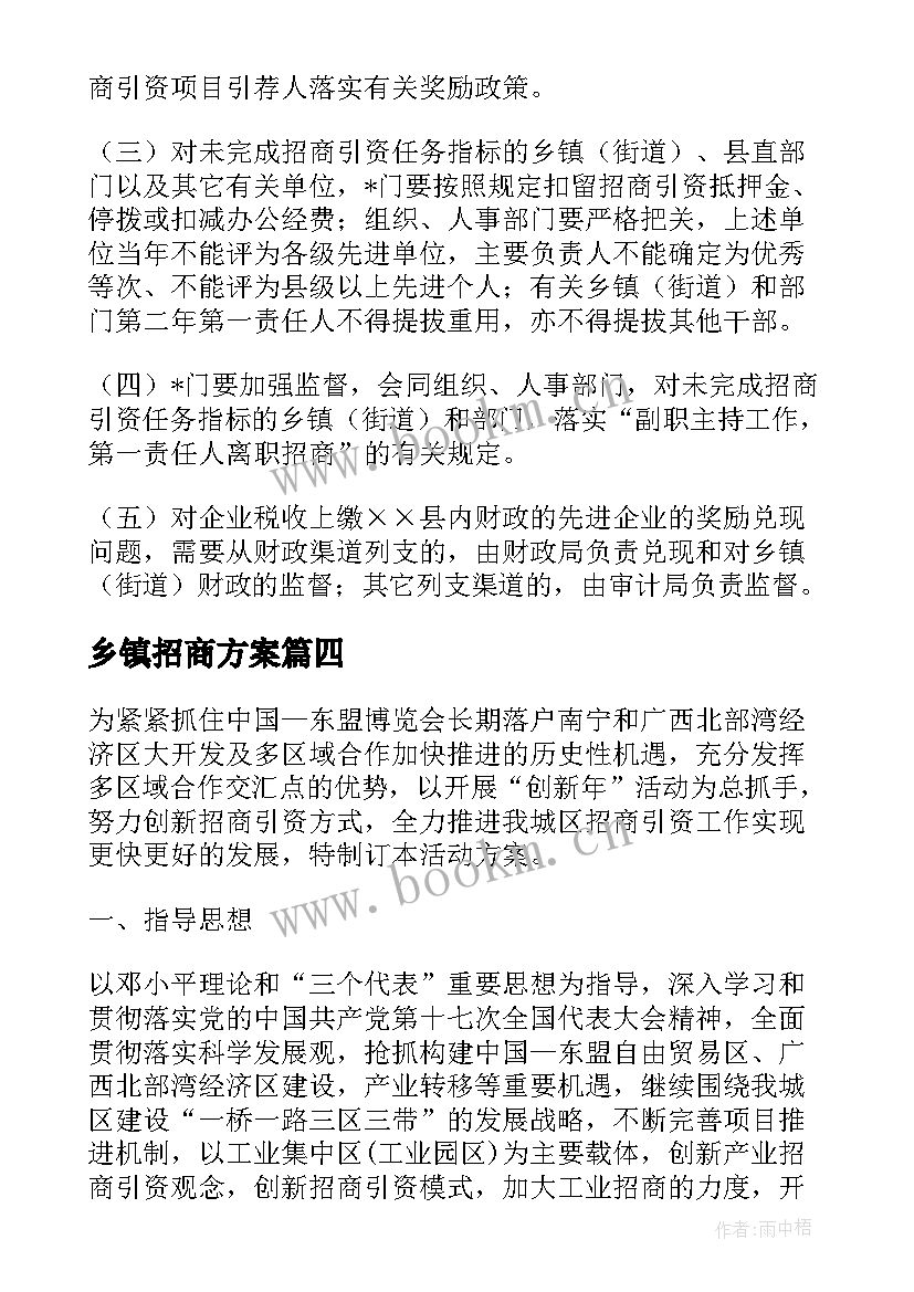 乡镇招商方案(优质5篇)