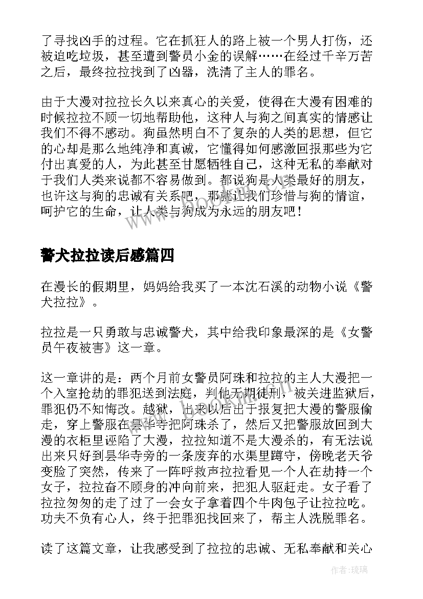 2023年警犬拉拉读后感(精选10篇)