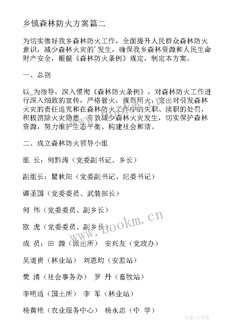 最新乡镇森林防火方案 乡镇森林防火工作方案(汇总5篇)