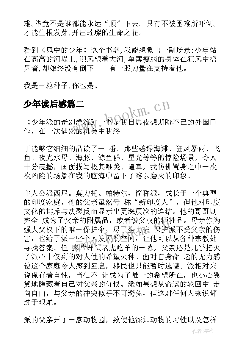 少年读后感(汇总8篇)