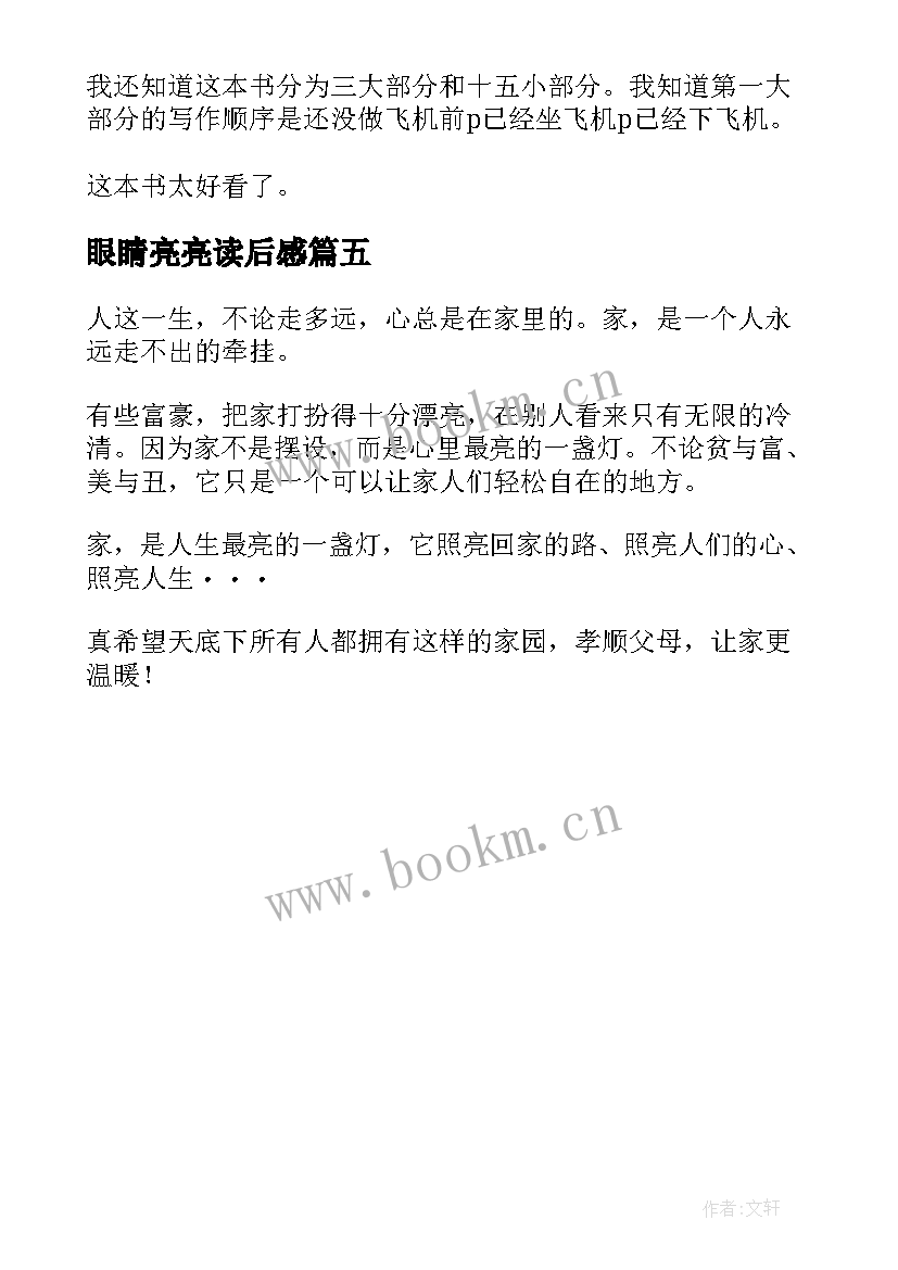 眼睛亮亮读后感 最亮的眼睛读后感心中的亮眼睛读后感(通用5篇)