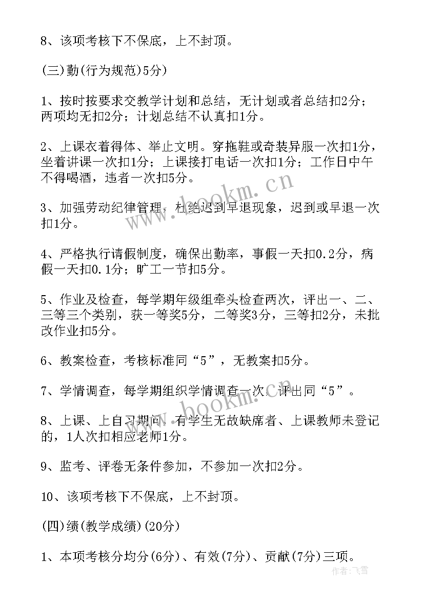 最新教师考核方案德勤绩能(优质9篇)